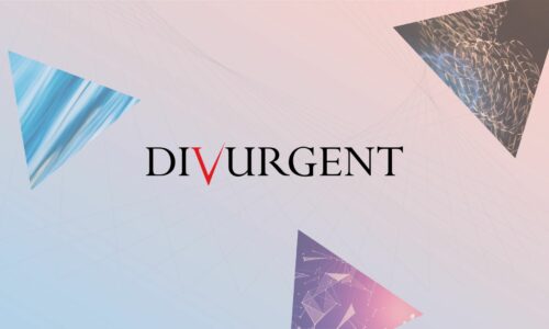 Divurgent logo with floating triangles