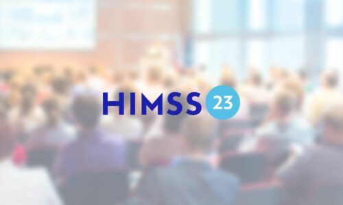 HIMSS 23 logo overlaid on crowd blurred
