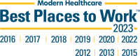 Modern Healthcare Best Places to Work banner image with years Divurgent has made the list