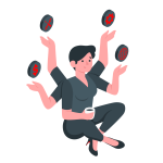 cartoon of woman juggling responsibilities