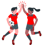 cartoon of soccer players giving high five