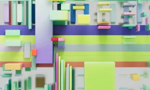 rectangular colorful shapes stacked and ordered -