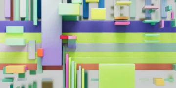 rectangular colorful shapes stacked and ordered -